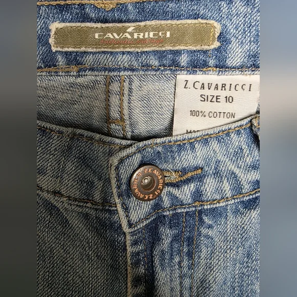 *2 For $30* Z. Cavaricci Blue Straight Leg Vintage Jeans w/ Embroidered Accents - Picture 9 of 14